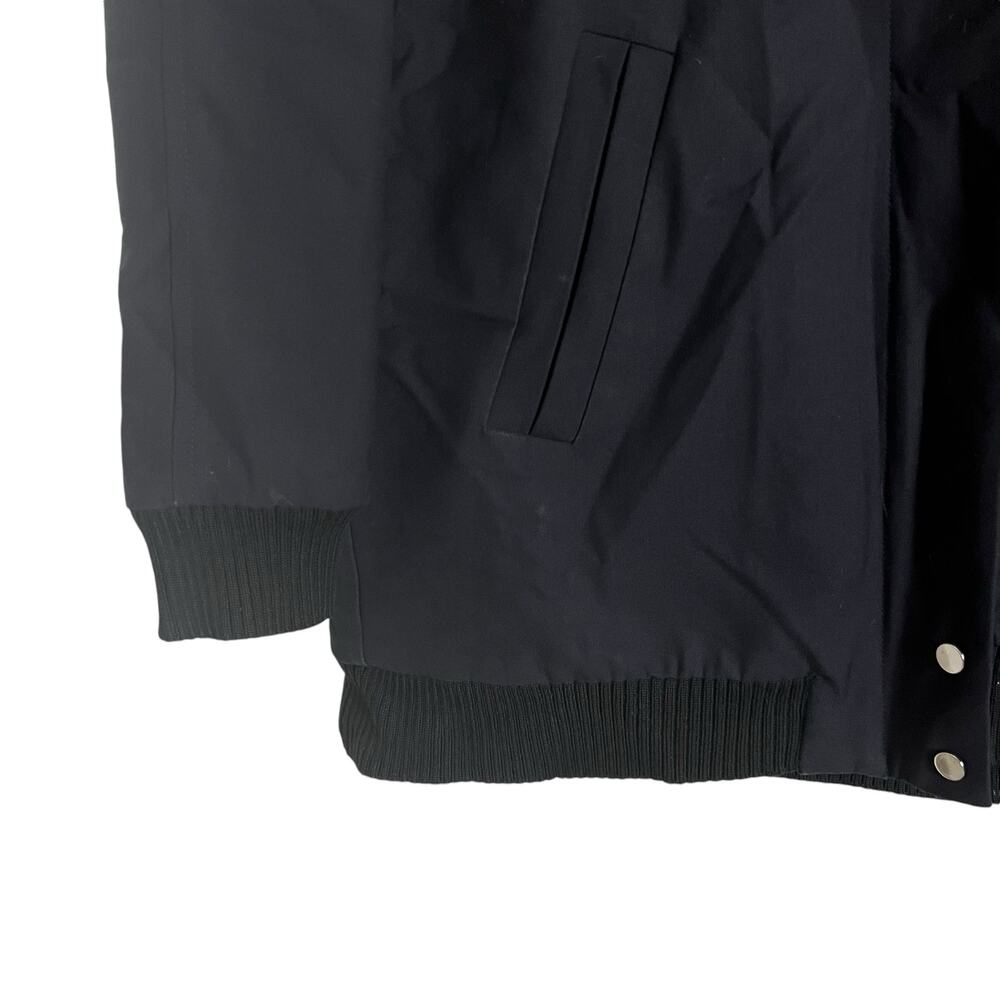 Maje Dark Blue Raccoon Fur Trim Hooded Sherpa Parka Coat Size Large - Picture 5 of 10